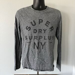 Superdry Mens Medium Long Sleeve Shirt Adult Heather Gray Surplus Goods NY